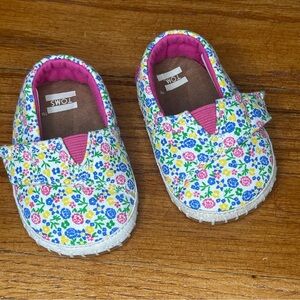 Baby Girls TOMS Floral Slip On Shoes Pink Multicolor Size 2 Cottagecore boho